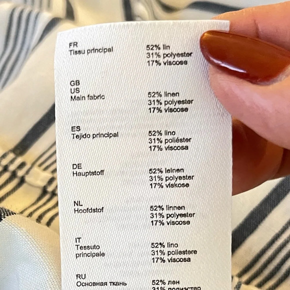 CLAUDIE PIERLOT Rafaela gathered striped linen-blend mini dress size 34 - Picture 10 of 11